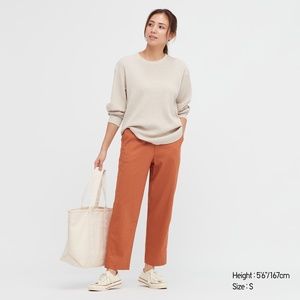 Uniqlo Linen-Cotton Tapered Pants, Orange, XS